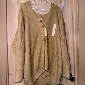 V-Neck tan/cream sweater. XL